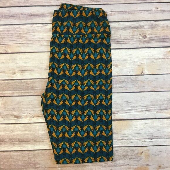NWT LulaRoe OS Leggings Halloween yellow teal witchy whimsygoth stretchy comfy - Picture 2 of 4